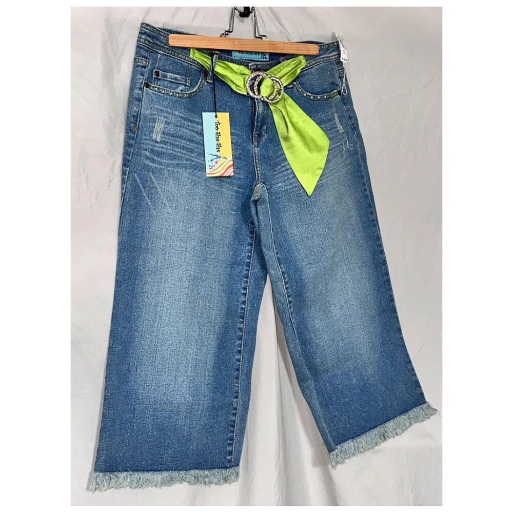 Too-She-She Wide Legged Capris, NWT, Frayed Bottom, Size 8 - Picture 4 of 6